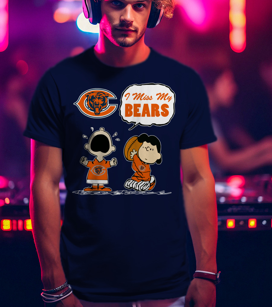 I Miss My Bears Chicago Bears Peanuts Characters T-Shirt