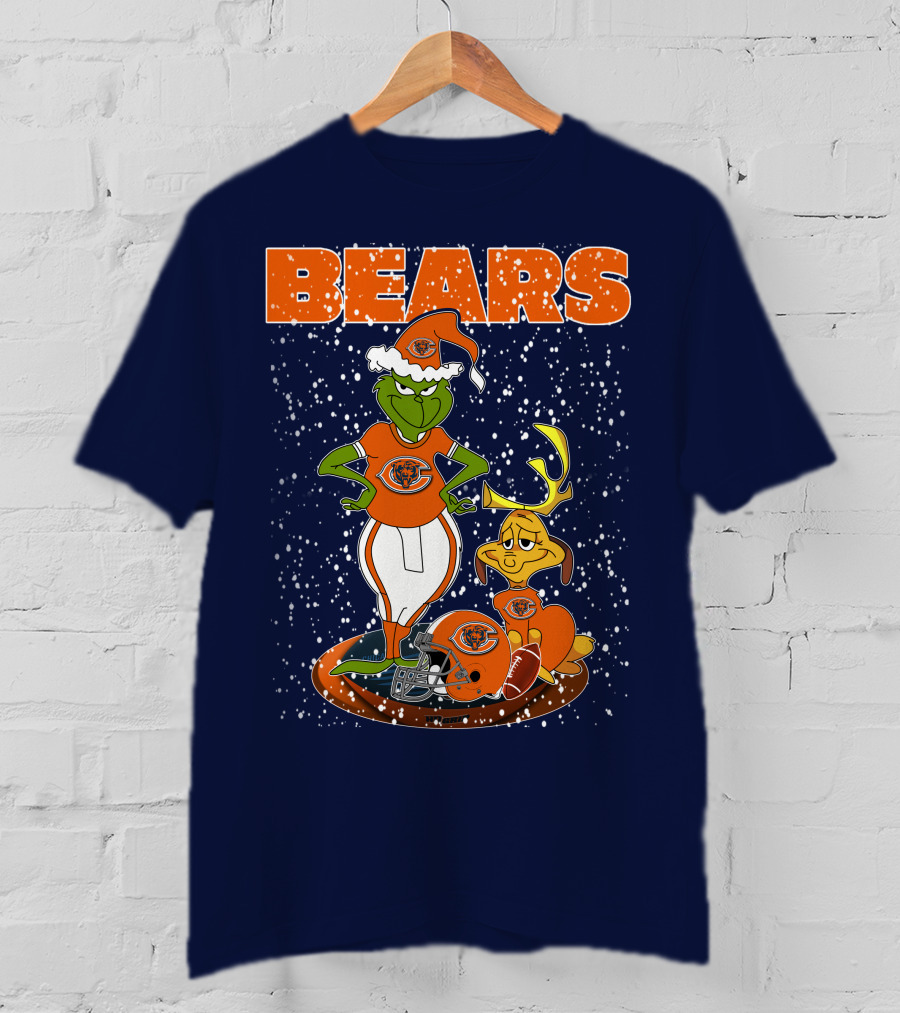 Grinchxmas BEARS Christmas Chicago Football Collaboration T-Shirt