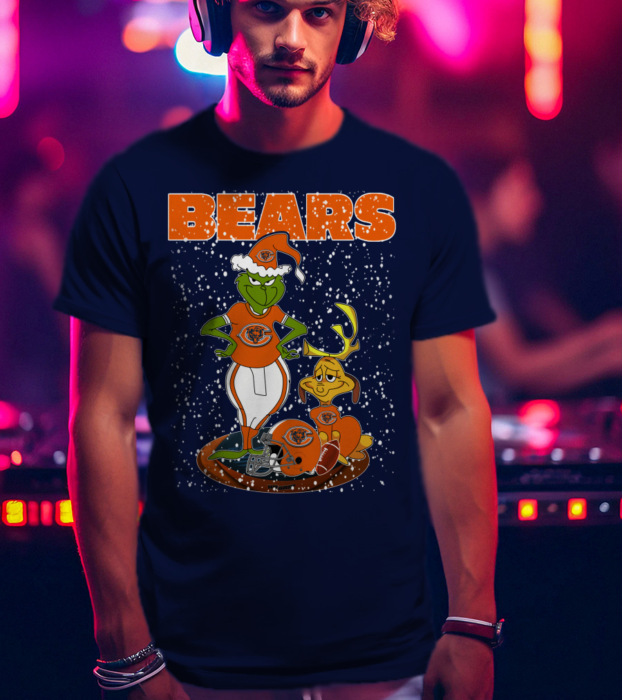 Grinchxmas BEARS Christmas Chicago Football Collaboration T-Shirt