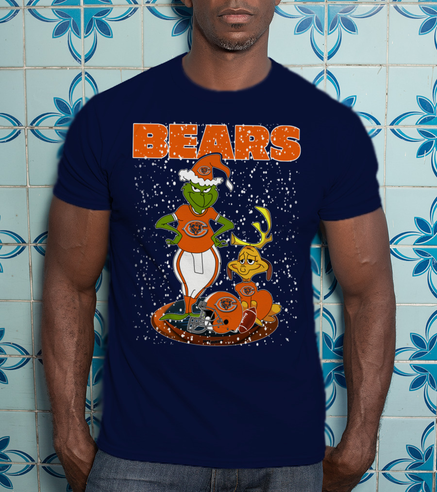 Grinchxmas BEARS Christmas Chicago Football Collaboration T-Shirt