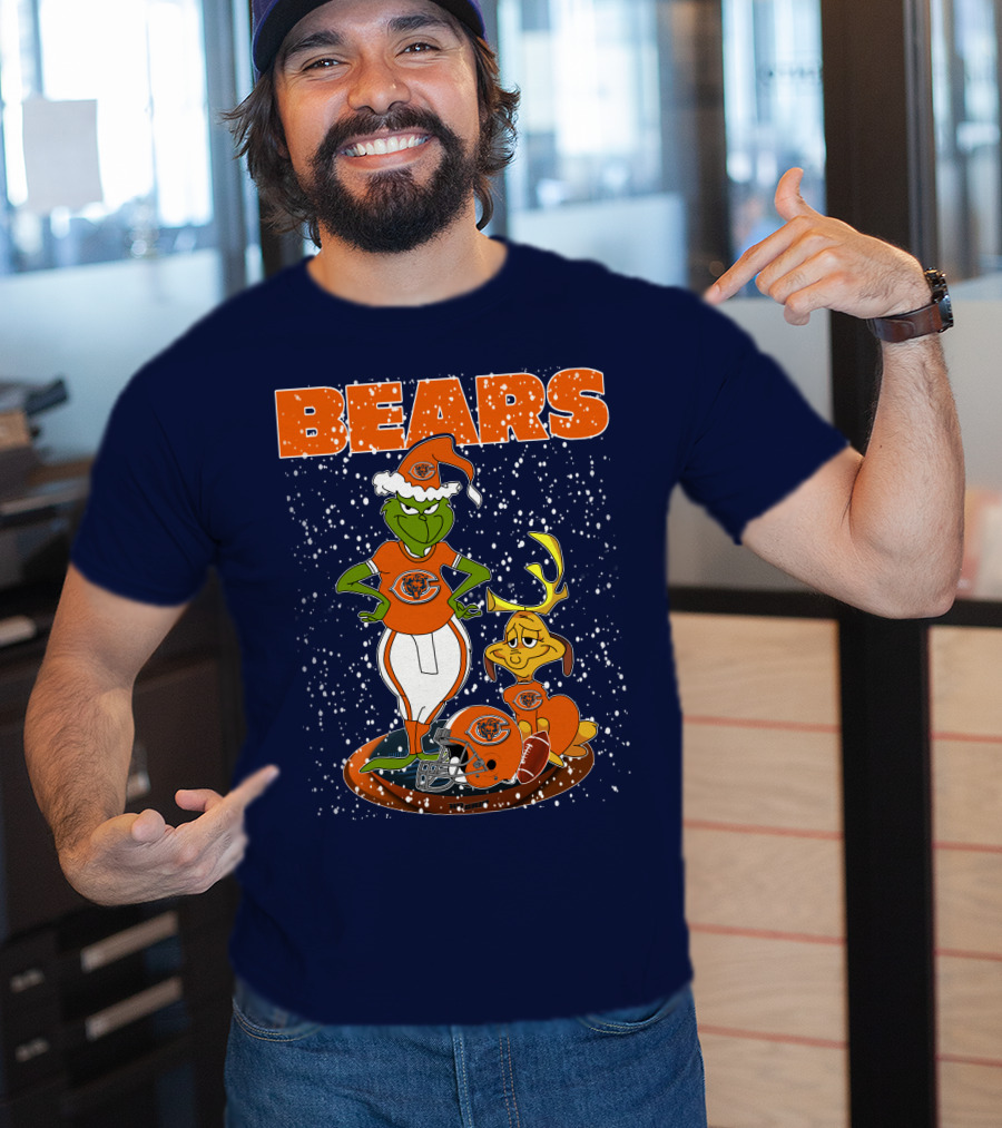 Grinchxmas BEARS Christmas Chicago Football Collaboration T-Shirt