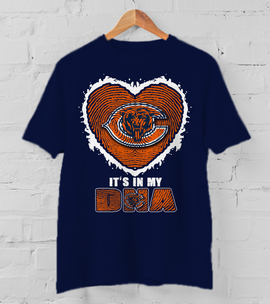 It's In My DNA Chicago Bears Heart Fingerprint T-Shirt