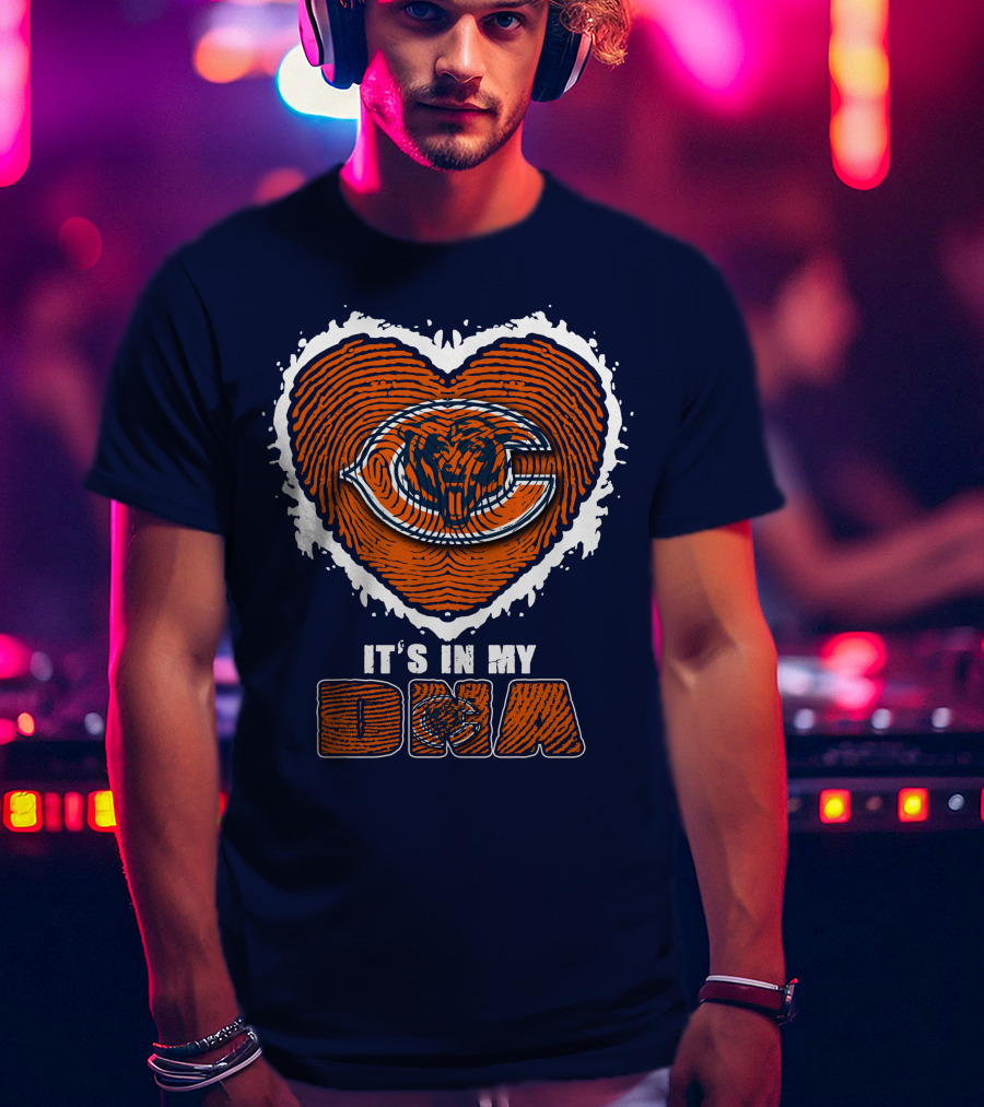 It's In My DNA Chicago Bears Heart Fingerprint T-Shirt