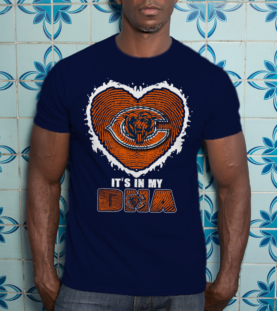 It's In My DNA Chicago Bears Heart Fingerprint T-Shirt