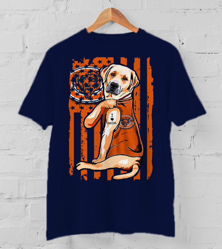 I LOVE MOM Labrador Retriever CHICAGO BEARS T-Shirt