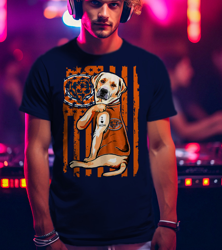 I LOVE MOM Labrador Retriever CHICAGO BEARS T-Shirt