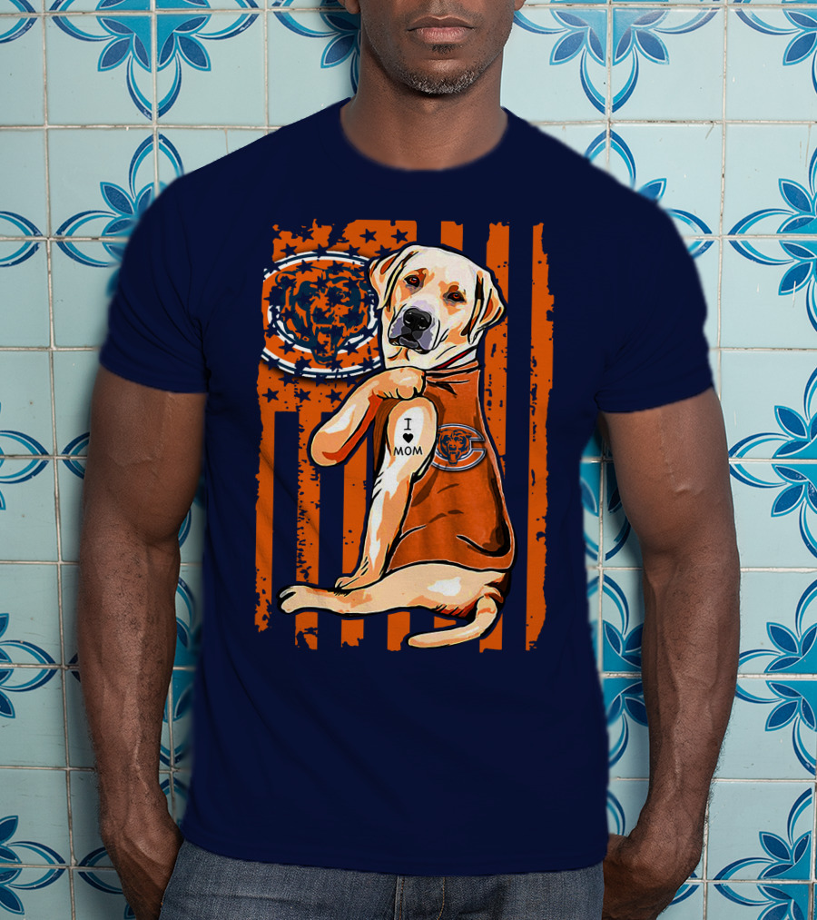 I LOVE MOM Labrador Retriever CHICAGO BEARS T-Shirt