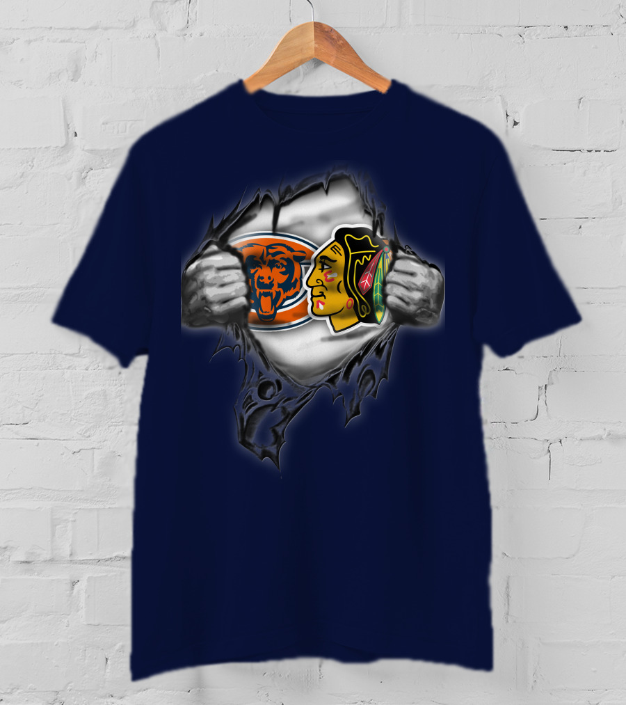 Chicago Bears Blackhawks Fan Mashup T-Shirt