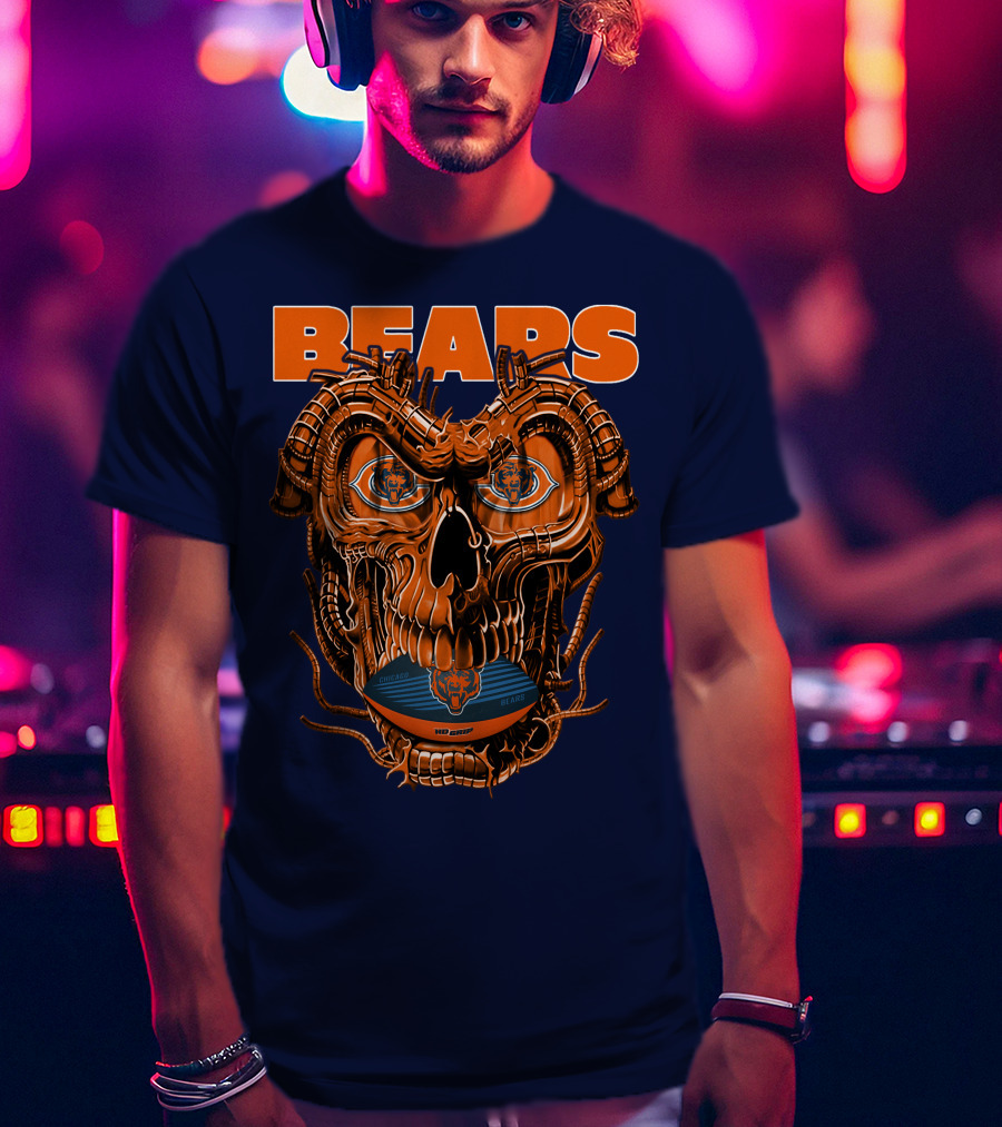 BEARS Dragonskull Football CHICAGO T-Shirt