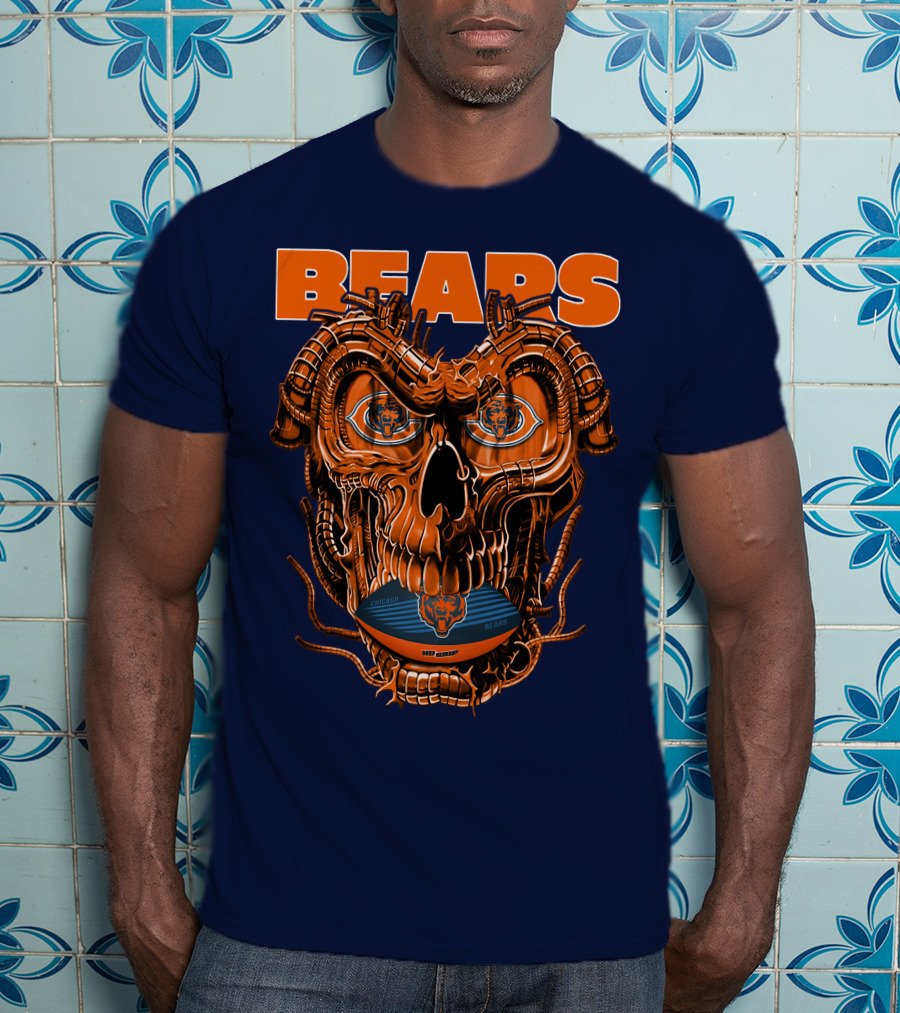 BEARS Dragonskull Football CHICAGO T-Shirt