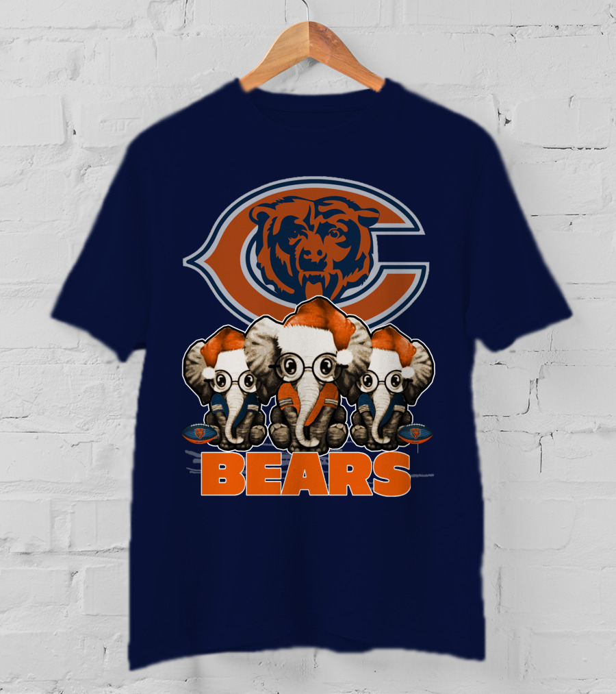 Chicago Bears Christmas Elephants Football T-Shirt
