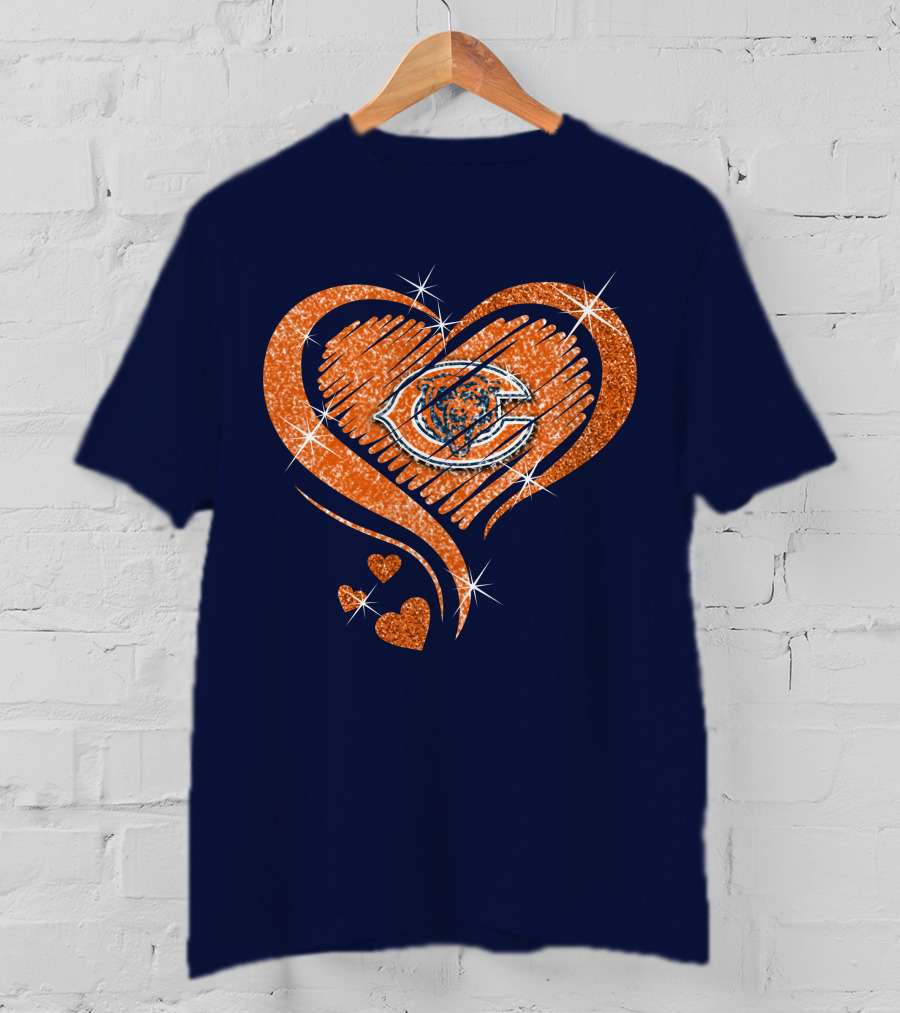 Heart Diamond Chicago Bears Sparkle Hearts T-Shirt