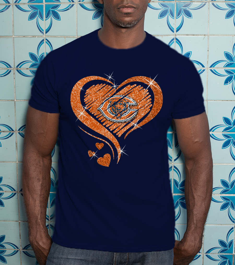 Heart Diamond Chicago Bears Sparkle Hearts T-Shirt