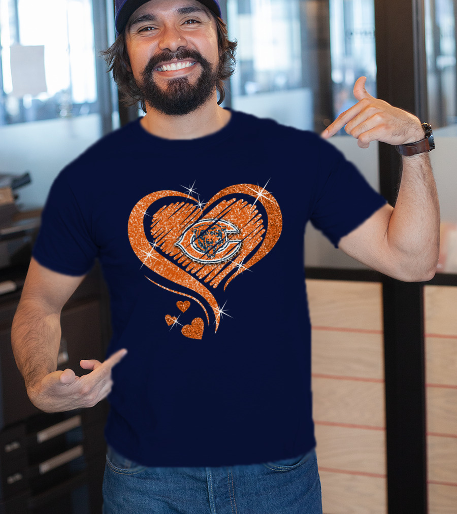Heart Diamond Chicago Bears Sparkle Hearts T-Shirt