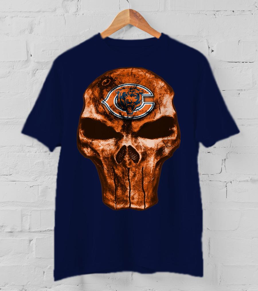Skull Chicago Bears Logo Skull T-Shirt