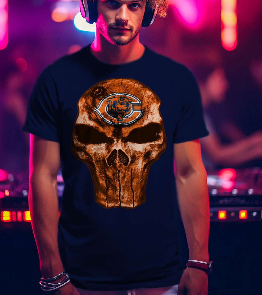 Skull Chicago Bears Logo Skull T-Shirt