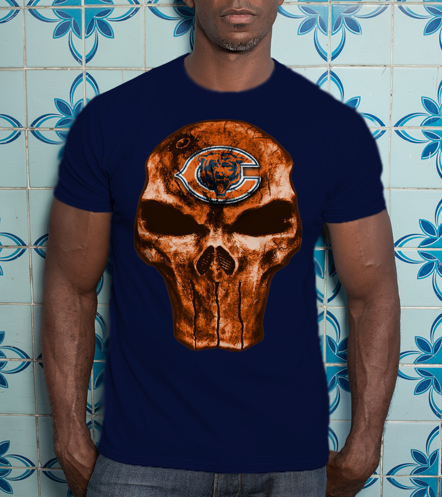 Skull Chicago Bears Logo Skull T-Shirt