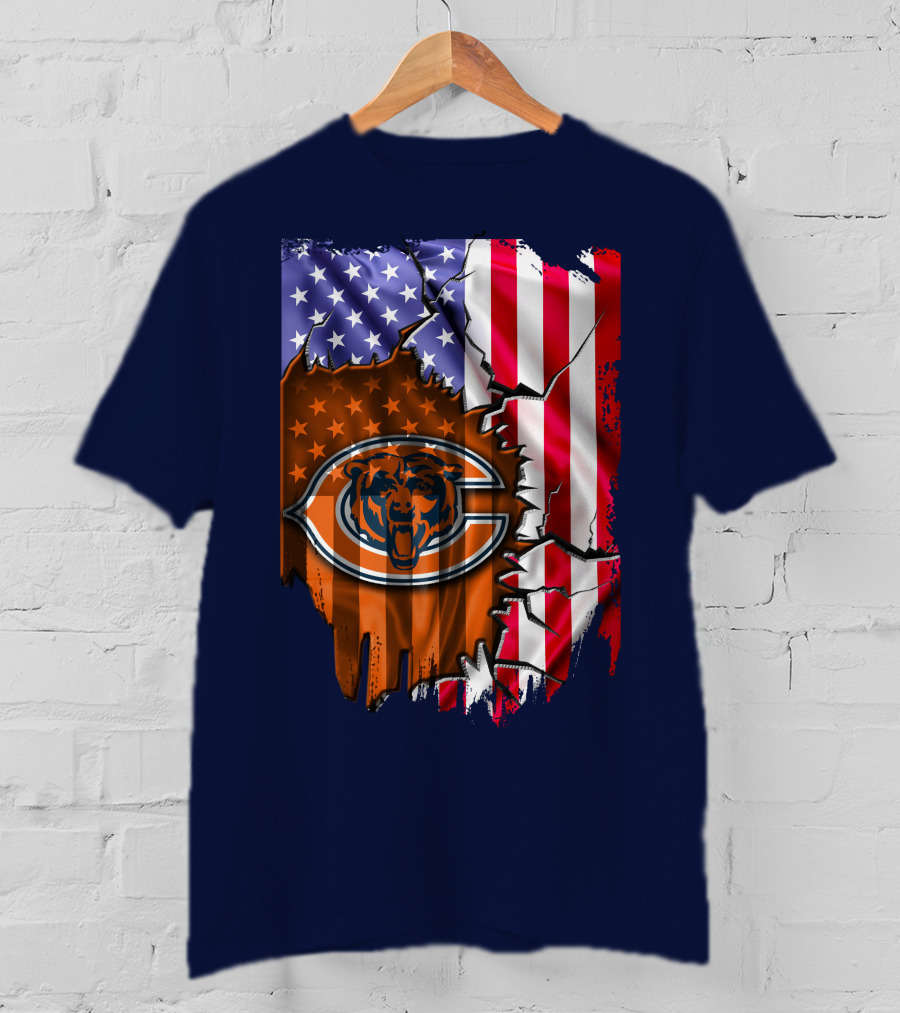 American Flag Chicago Bears Logo Stars Stripes T-Shirt