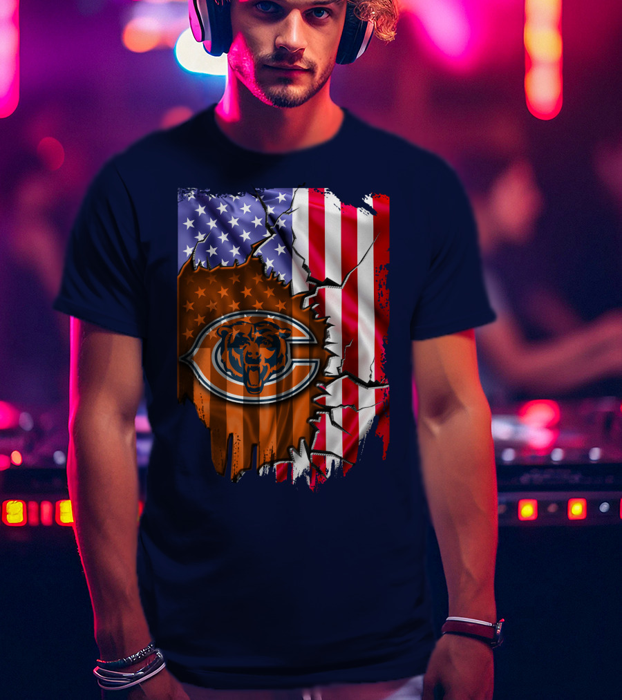 American Flag Chicago Bears Logo Stars Stripes T-Shirt
