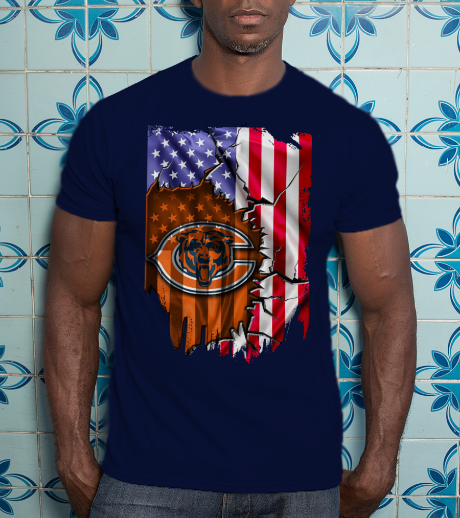 American Flag Chicago Bears Logo Stars Stripes T-Shirt