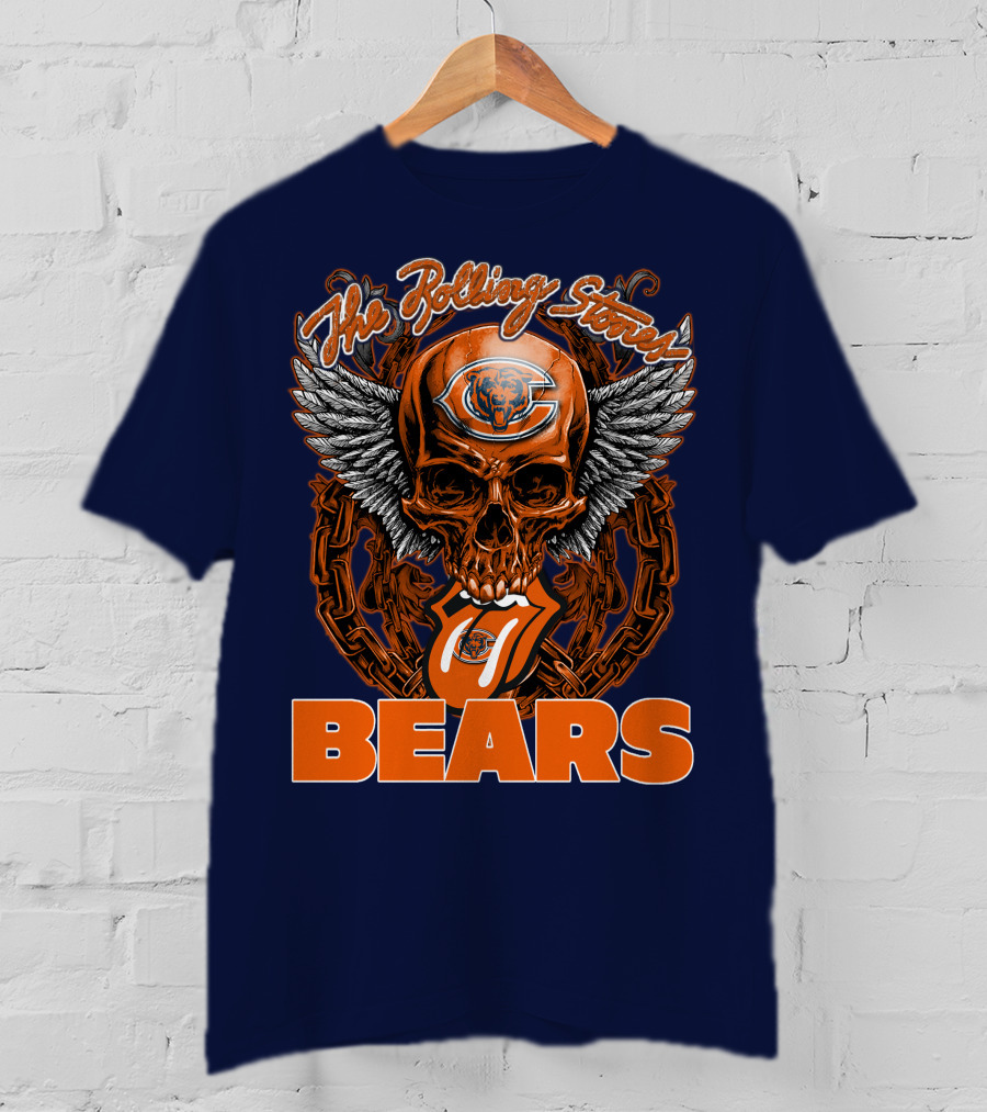 The Rolling Stones Chicago Bears Skull With Wings And Tongue T-Shirt