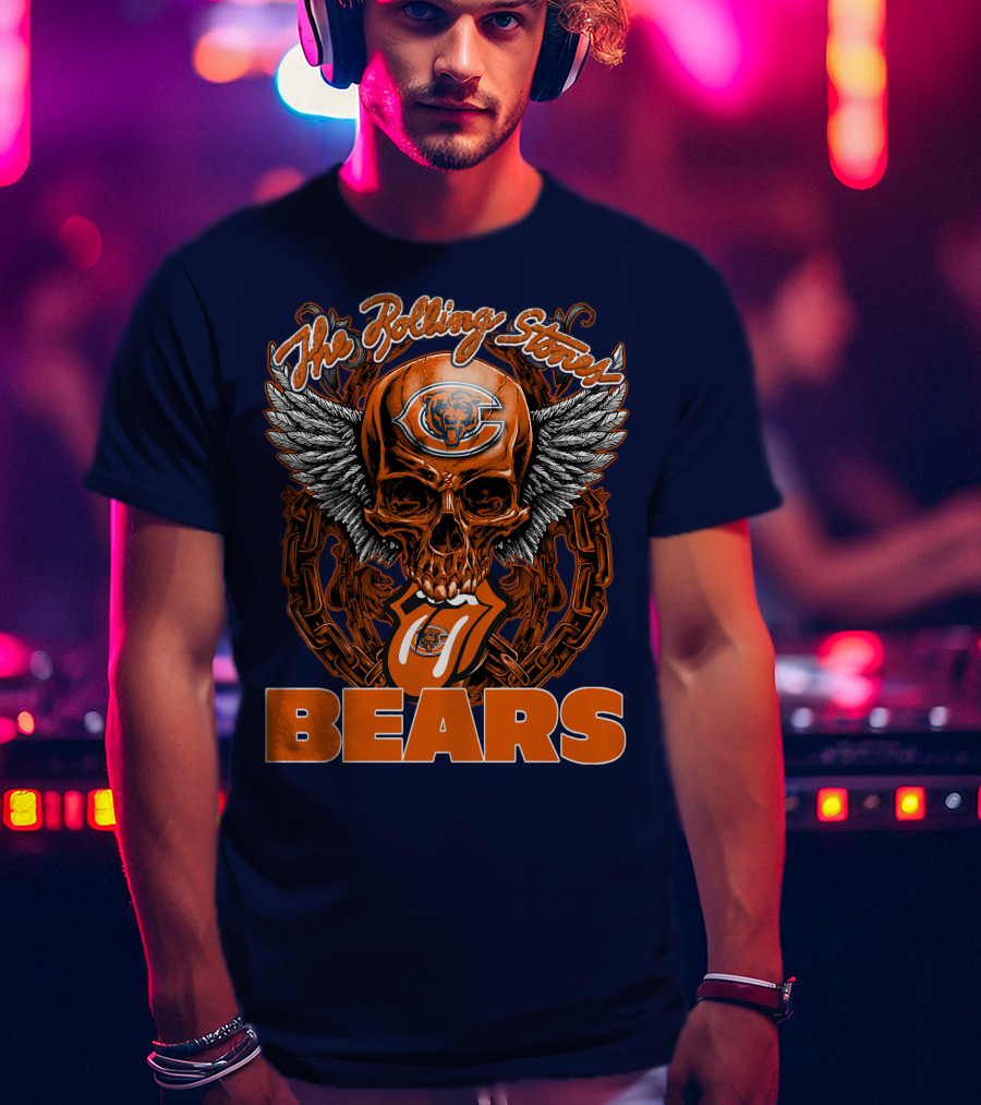 The Rolling Stones Chicago Bears Skull With Wings And Tongue T-Shirt