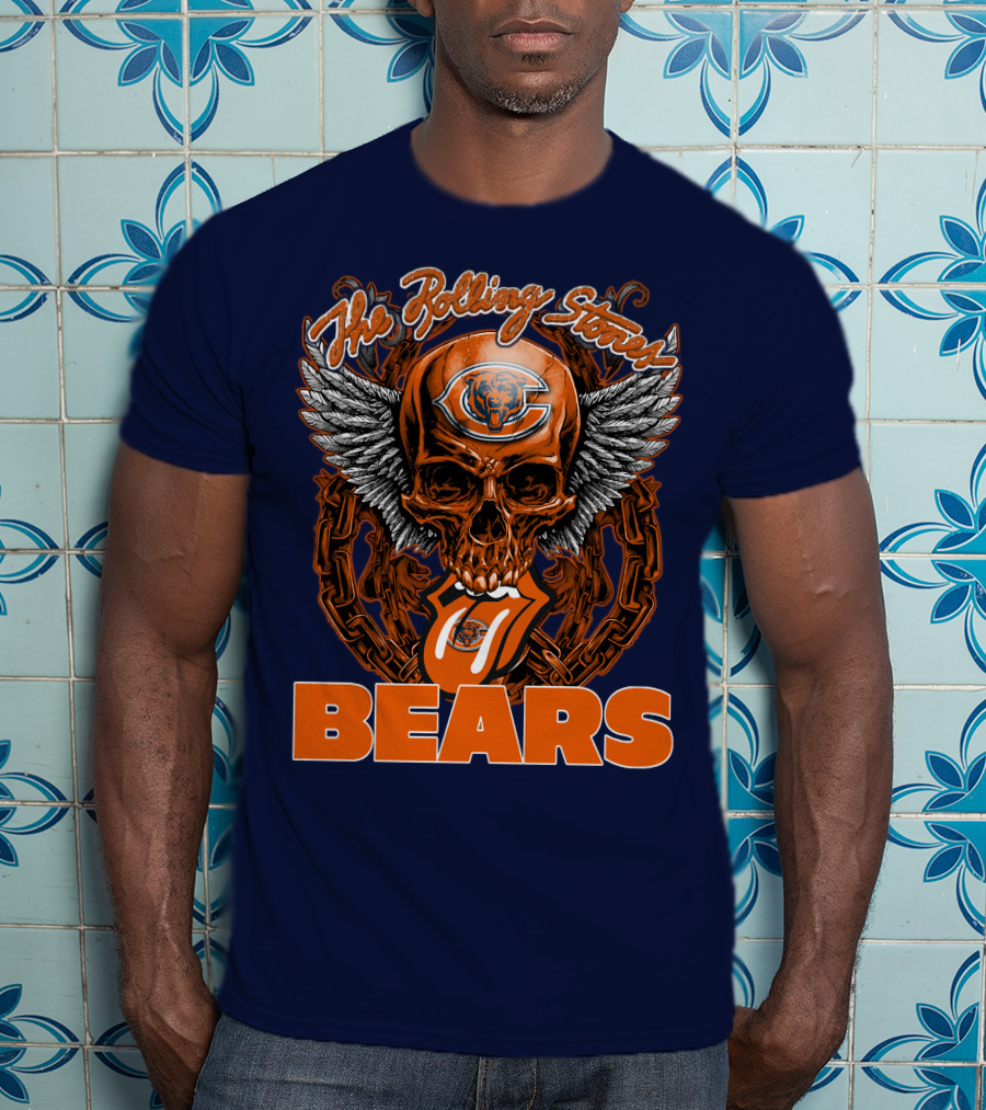 The Rolling Stones Chicago Bears Skull With Wings And Tongue T-Shirt