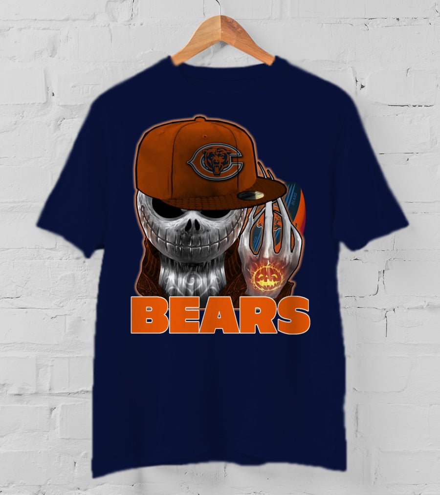 Jackskull BEARS CHICAGO Halloween Football Skeleton T-Shirt