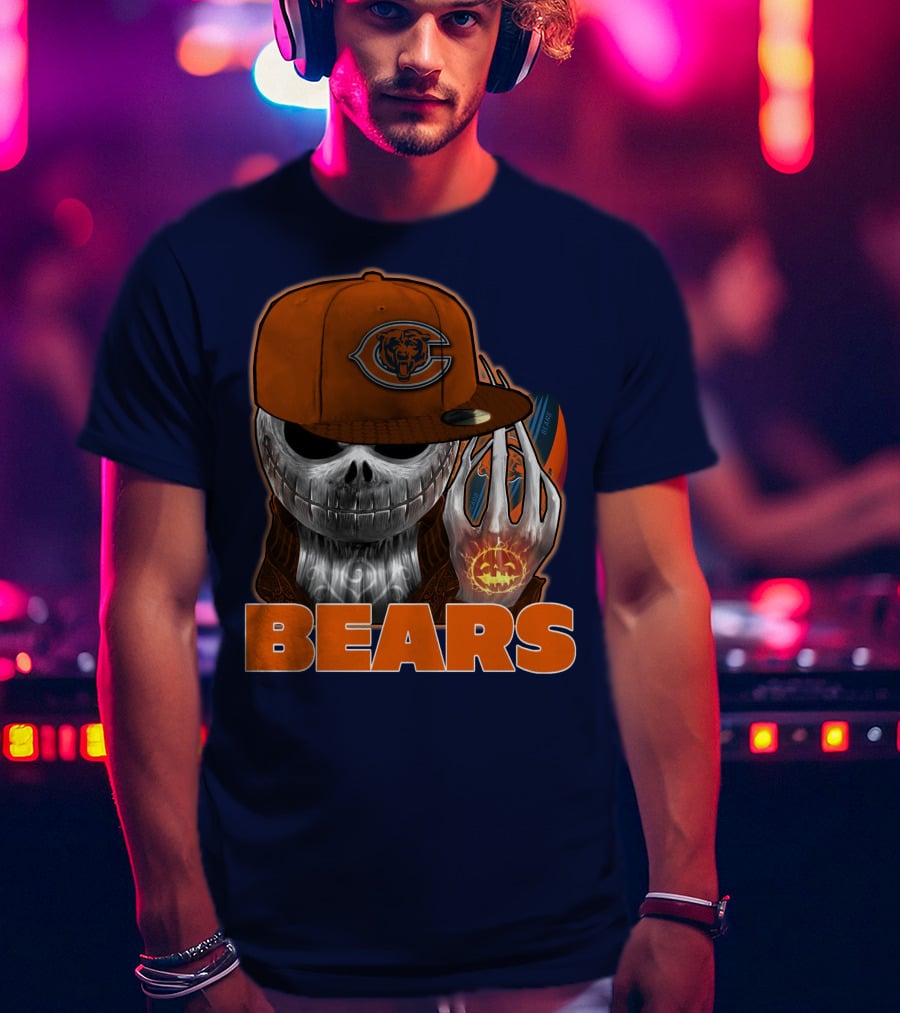 Jackskull BEARS CHICAGO Halloween Football Skeleton T-Shirt