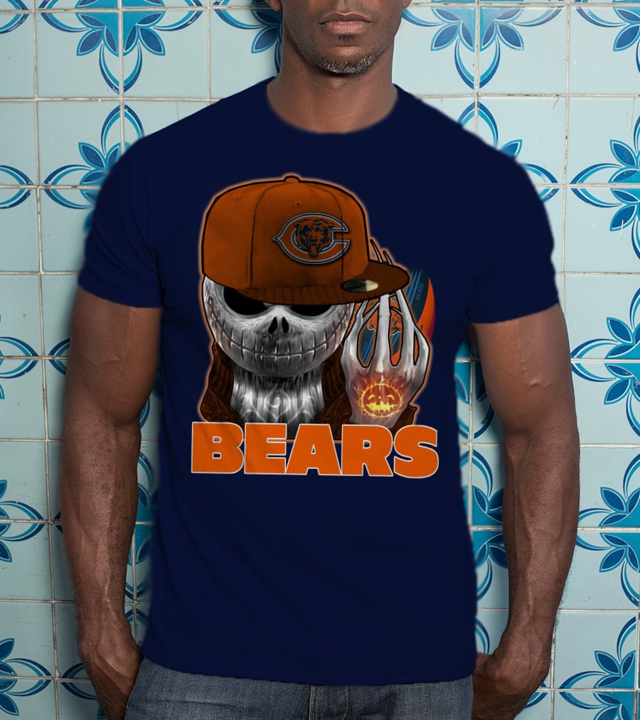 Jackskull BEARS CHICAGO Halloween Football Skeleton T-Shirt