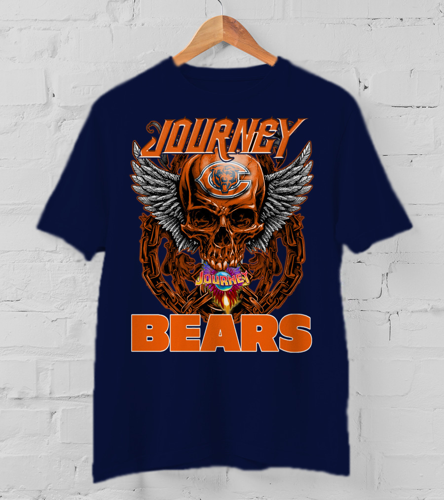 CHICAGO BEARS JOURNEY Skull Wings Chains T-Shirt