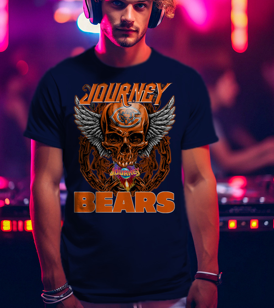 CHICAGO BEARS JOURNEY Skull Wings Chains T-Shirt