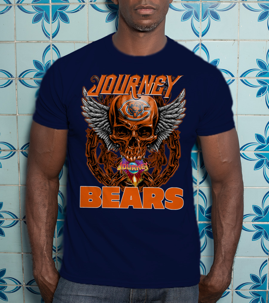 CHICAGO BEARS JOURNEY Skull Wings Chains T-Shirt