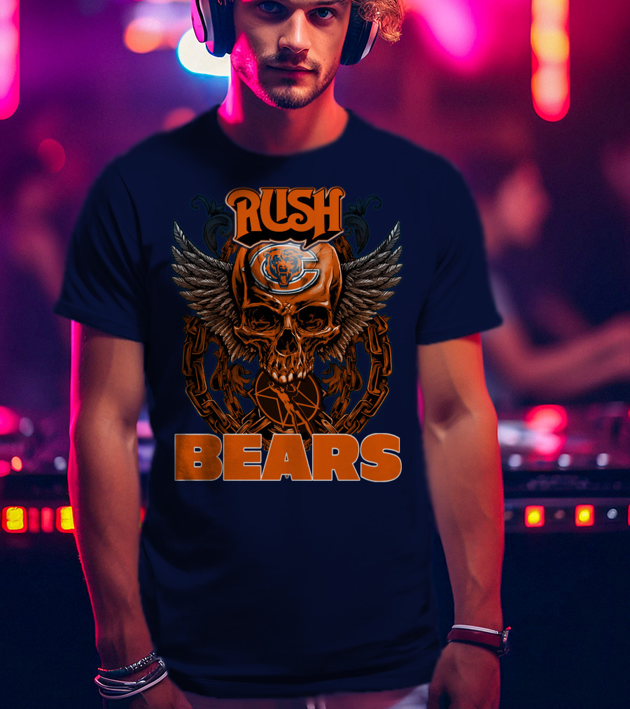 Rush Chicago Bears Skull Wings Chain T-Shirt