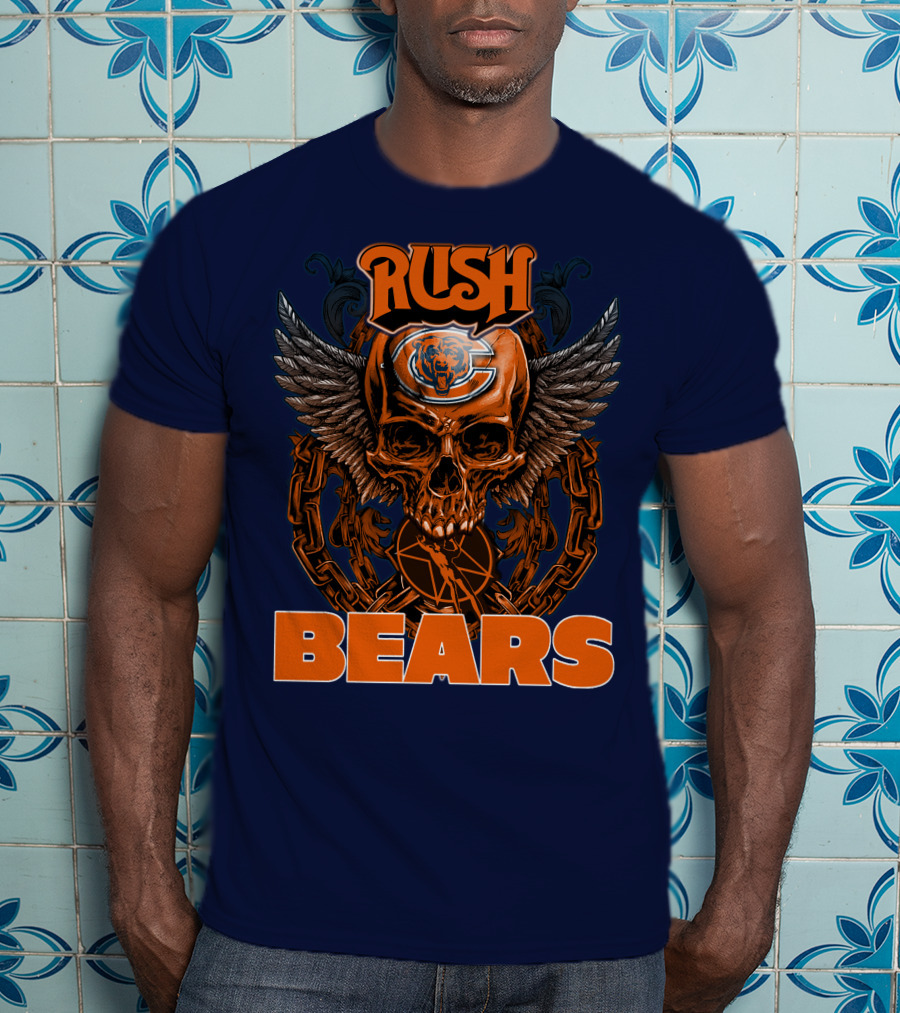 Rush Chicago Bears Skull Wings Chain T-Shirt