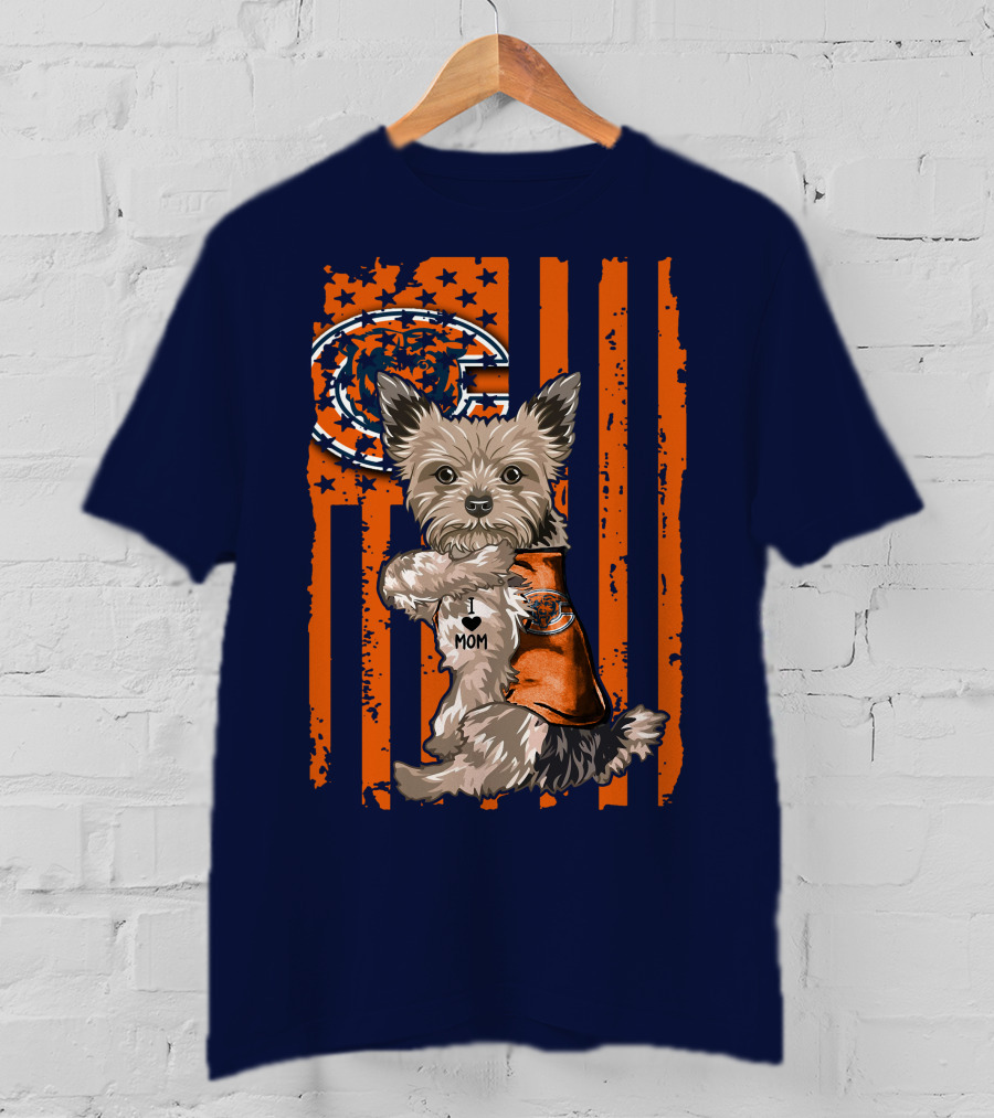 Yorkshire Terrier I Love Mom CHICAGO BEARS T-Shirt