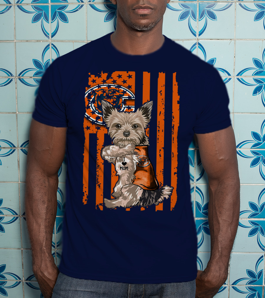 Yorkshire Terrier I Love Mom CHICAGO BEARS T-Shirt
