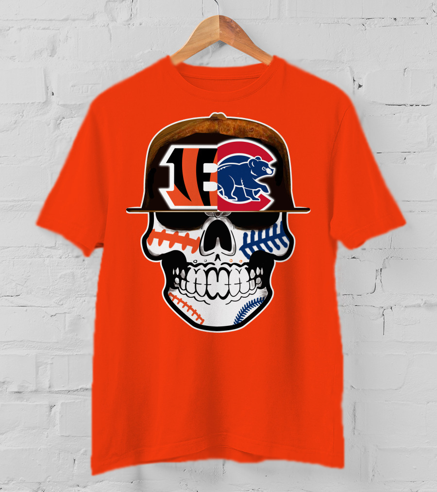 Cincinnati Bengals 53 Bears Skull Baseball Patterns T-Shirt