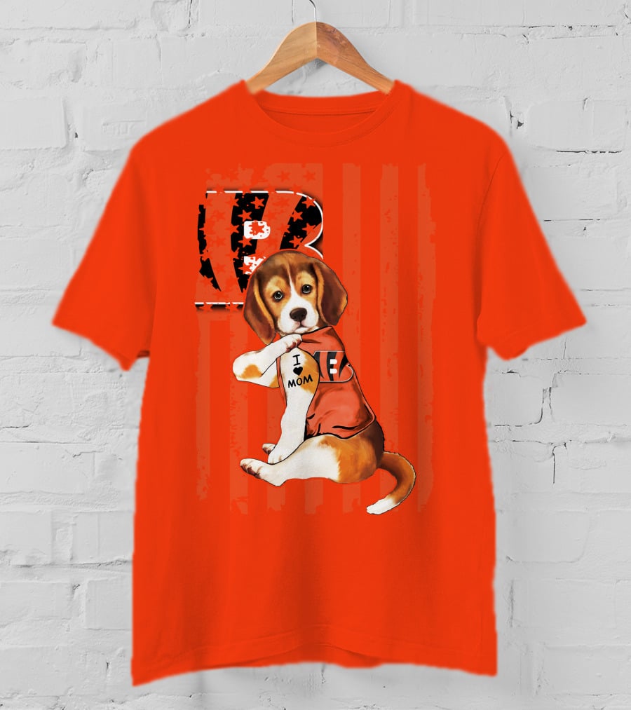 Beagle I Love Mom Cincinnati Bengals B T-Shirt