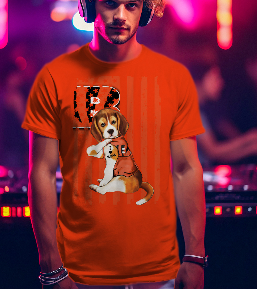 Beagle I Love Mom Cincinnati Bengals B T-Shirt