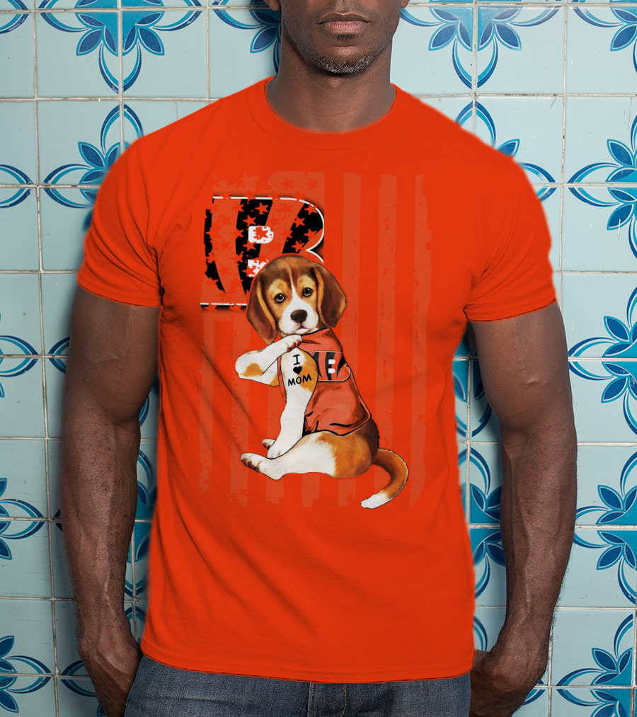 Beagle I Love Mom Cincinnati Bengals B T-Shirt