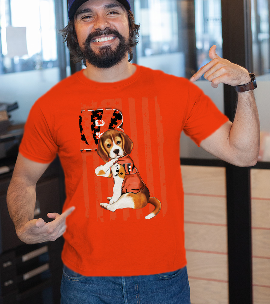 Beagle I Love Mom Cincinnati Bengals B T-Shirt