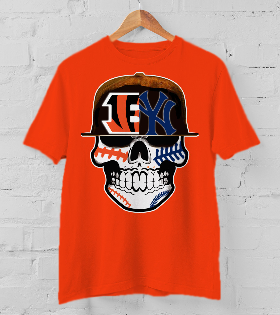 Cincinnati Bengals Yankees Skull Sports Fusion T-Shirt