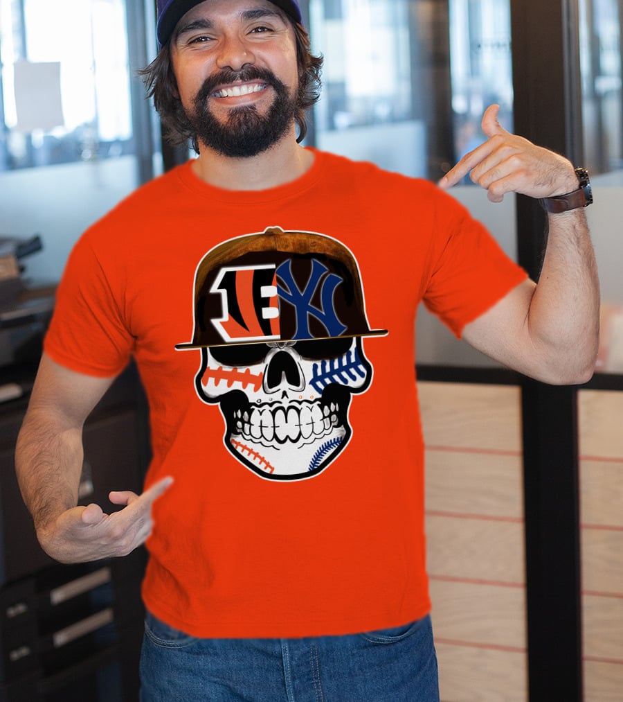 Cincinnati Bengals Yankees Skull Sports Fusion T-Shirt