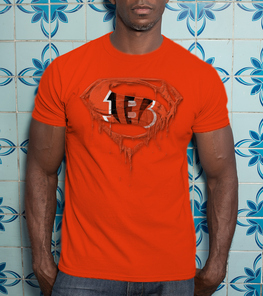 Cincinnati Bengals 57 Superhero Logo Melt Effect T-Shirt