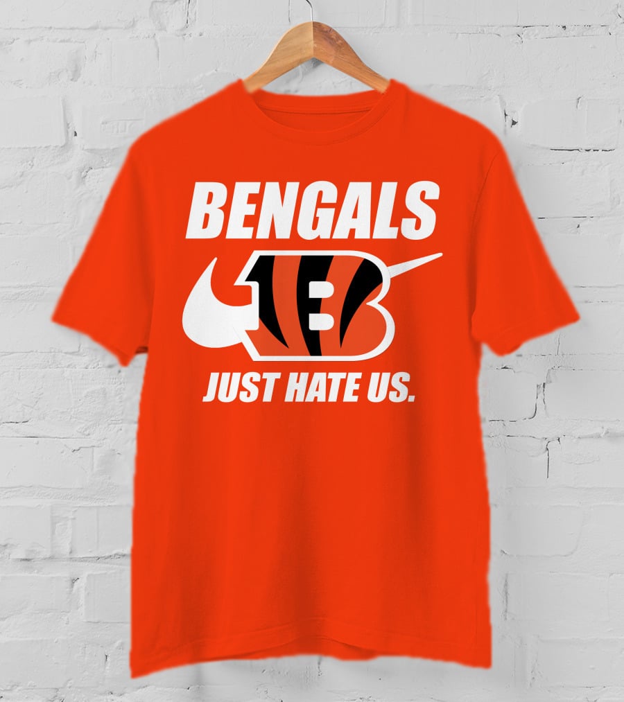 Bengals Just Hate Us Tiger Stripes Football T-Shirt
