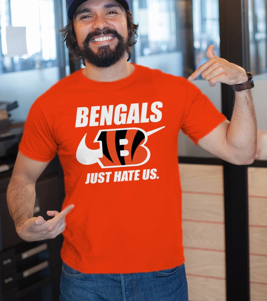 Bengals Just Hate Us Tiger Stripes Football T-Shirt