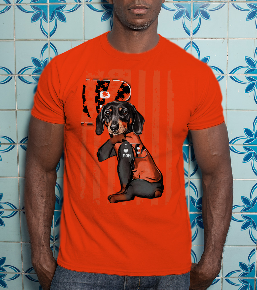 Dachshund Cincinnati Bengals Love I Heart Mom T-Shirt