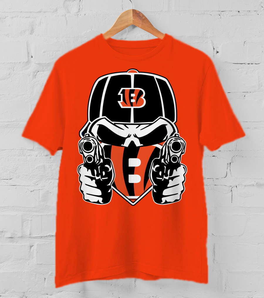 Cincinnati Bengals Armed Skeleton Illustration With Team Helmet T-Shirt