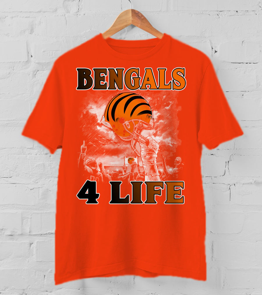 Bengals 4 Life Cincinnati Football Team Helmet Celebration T-Shirt